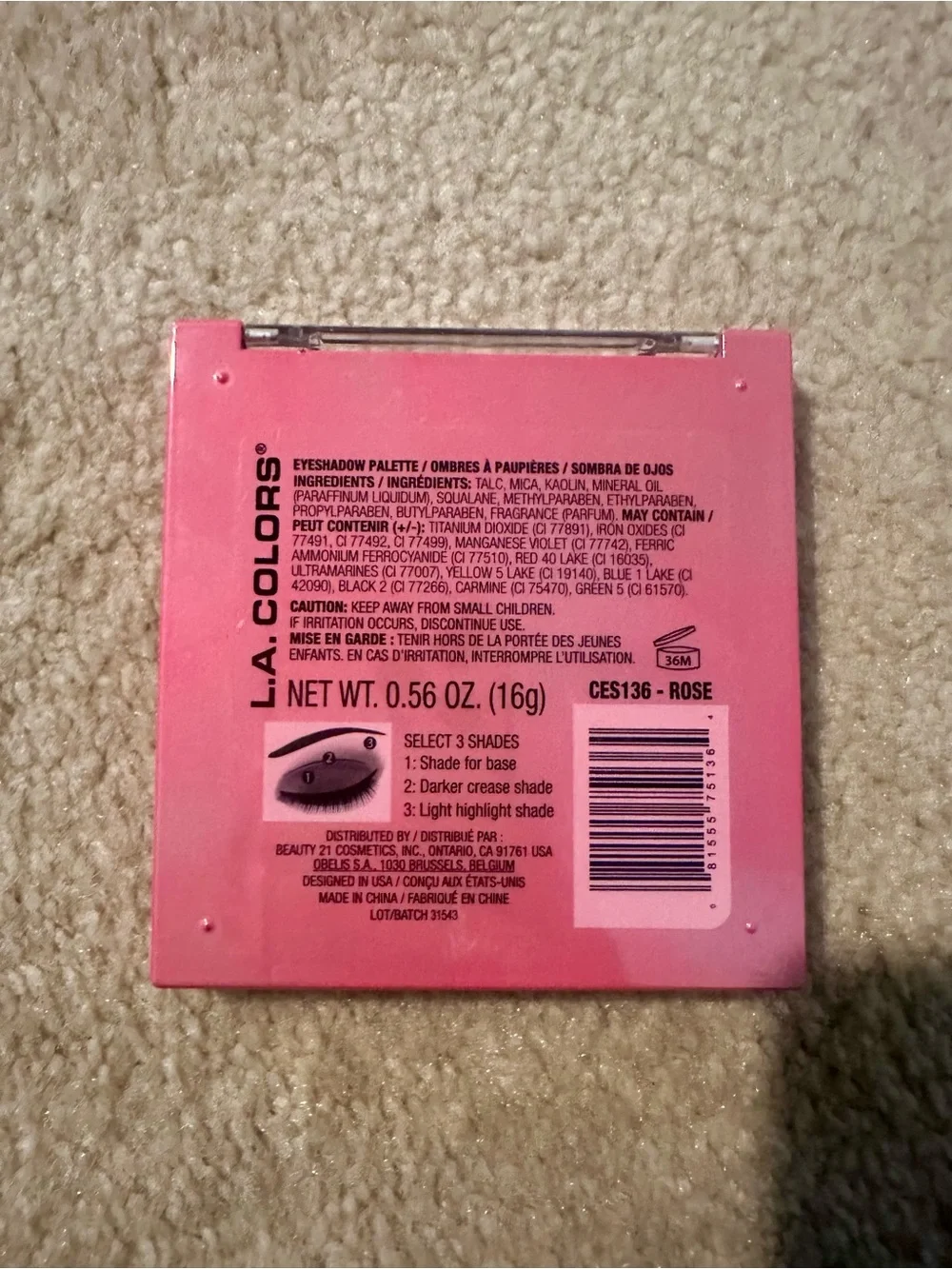 L.A. Colors Rose Eyeshadow Palette - Pink, Mauve, Champagne & Plum